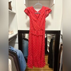 Old Navy Red Midi Dress with White Dots